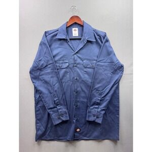 Dickies Short Sleeve Work Shirt Navy Blue Men's Size Large Two Pocket